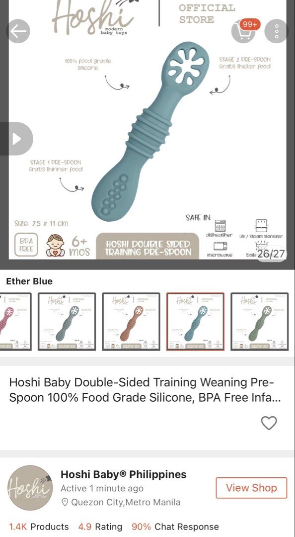 Hoshi Baby Waterproof Bibs + Training Spoon (Category: Weaning & Toddler Feeding) located in Manila. Submitted by ayelzy (Listing ID 1449425373, Image 2). Description: Bib: - Adorable dino-print feeding set perfect for your little one. - Includes two waterproof bibs with convenient crumb catchers. - Bibs feature short sleeves and are easy to wipe clean. - Ensures mealtime protection and makes feeding easier. Training spoon: - Hoshi Baby double-si