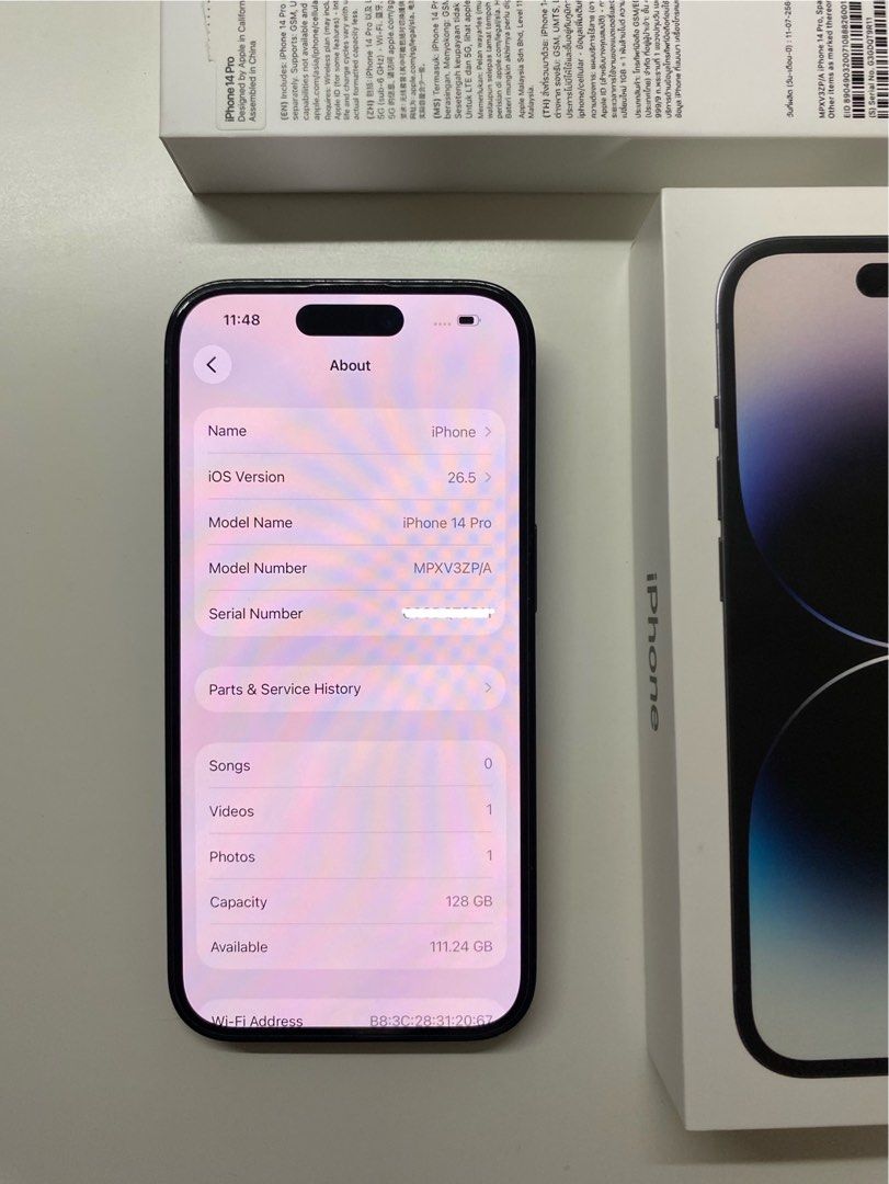 Iphone 14 Pro (Category: iPhone 14 Series) located in Manila. Submitted by coolmountain_8d9597 (Listing ID 1449352538, Image 3). Description: Iphone 14 Pro 128Gb Purchased from Beyond the Box w/ receipt 78BH Original No history repair, No issue Inclusion: Box, charger, case Not Rush, Pass sa lowballers Meet Up only.