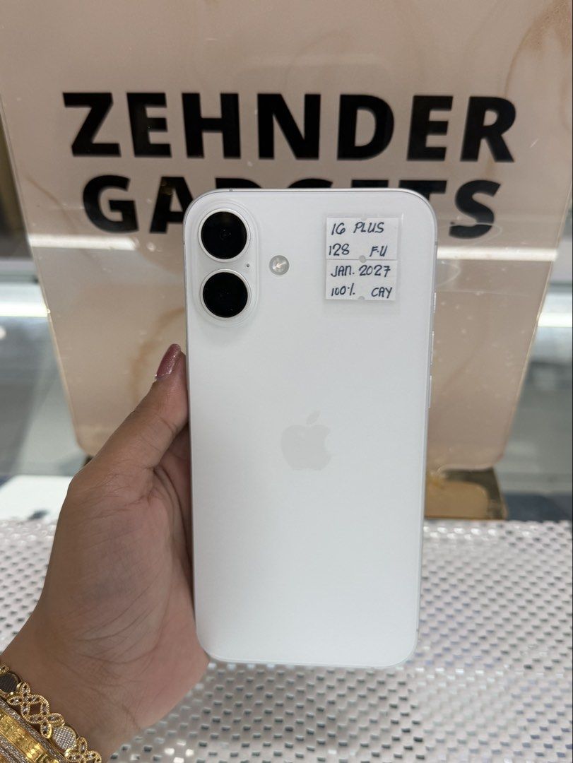 iPhone 16 PLUS 128GB OPENLINE (UNDER WARRANTY) NTC APPROVED (Category: iPhone 16 Series) located in San Juan City. Submitted by desireebayal96 (Listing ID 1449417494, Image 1). Description: iPhone 16 PLUS (WHITE) * UNDER WARRANTY UNTIL JAN. 2027 * NTC APPROVED * OPENLINE * ANY SIM * 100% BATTERY HEALTH (ORIGINAL NOT BOOSTED CAN CHECK 3UTOOLS) * 98% SMOOTH * NO ISSUE * NO HISTORY OF REPAIR * FACE ID & TRUETONE WORKING * WITH CORD TYPE C OPEN FOR C