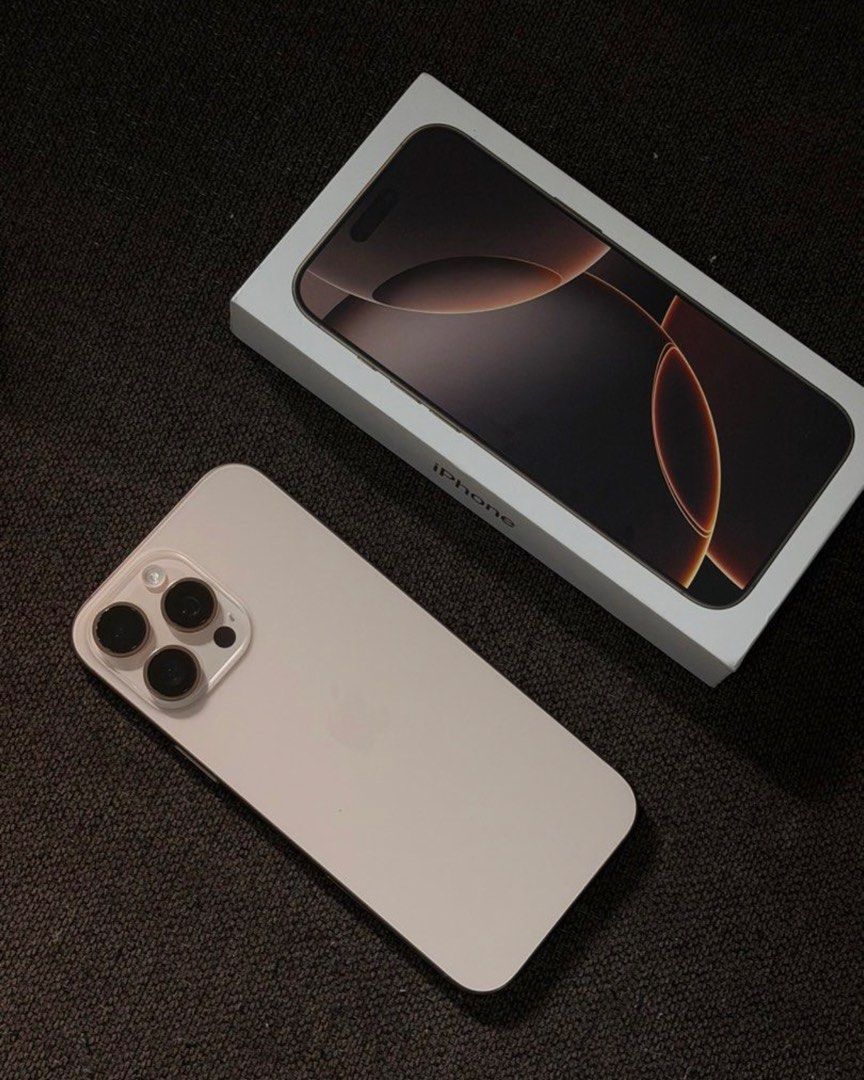 Iphone 16 pro max (Category: iPhone 16 Series) located in Paranaque City. Submitted by phoebeways (Listing ID 1449515818, Image 1). Description: iPhone 16 Pro Max - 256gb - Desert Titanium color - 93% Battery Health! - 489 cycle count (as of posting) - warranty! 4/18/26 - IOS 26.0.1 - NTC Variant - open line Any sim - Unli Check - with original box - Zero issues. 48k only slightly negotiable RUSH!!! Parañaque location. take note: STRICTLY FOR MEE