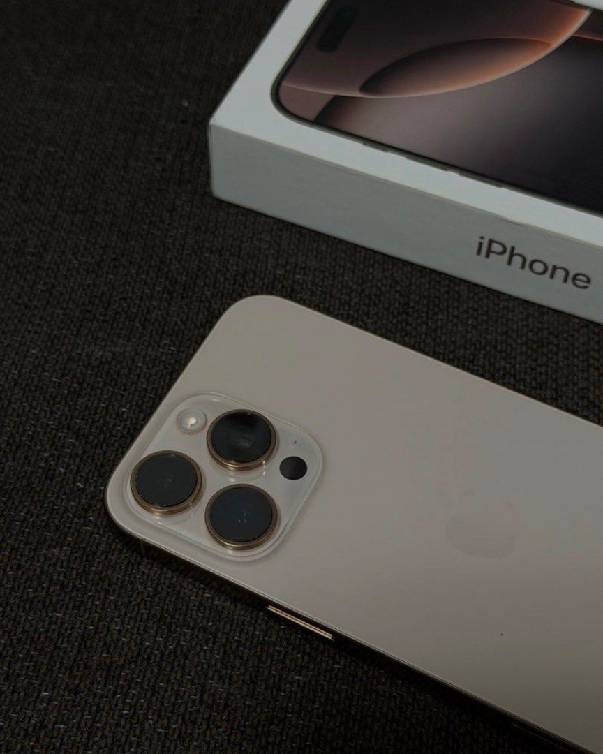 Iphone 16 pro max (Category: iPhone 16 Series) located in Paranaque City. Submitted by phoebeways (Listing ID 1449515818, Image 2). Description: iPhone 16 Pro Max - 256gb - Desert Titanium color - 93% Battery Health! - 489 cycle count (as of posting) - warranty! 4/18/26 - IOS 26.0.1 - NTC Variant - open line Any sim - Unli Check - with original box - Zero issues. 48k only slightly negotiable RUSH!!! Parañaque location. take note: STRICTLY FOR MEE