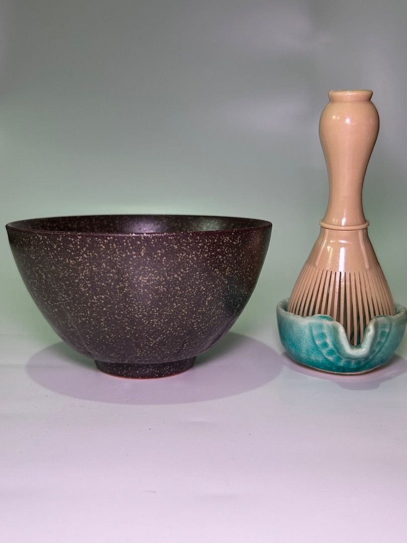 Japanese Matcha Chasen (Category: Coffee & Tea Tableware) located in Taguig. Submitted by Rare_findsmnl (Listing ID 1449401364, Image 1). Description: Code: Yamato This dark, speckle-glazed ceramic bowl resembles traditional Japanese tenmoku style tea bowls often used in tea ceremonies ₱200 Available 1pc Size: H: 3” Diameter 5” Color white strokes, gray and green Material: Stoneware Sellers favorite 🤩 🍯glazed 🍯in excellent condition 🍯thick & 