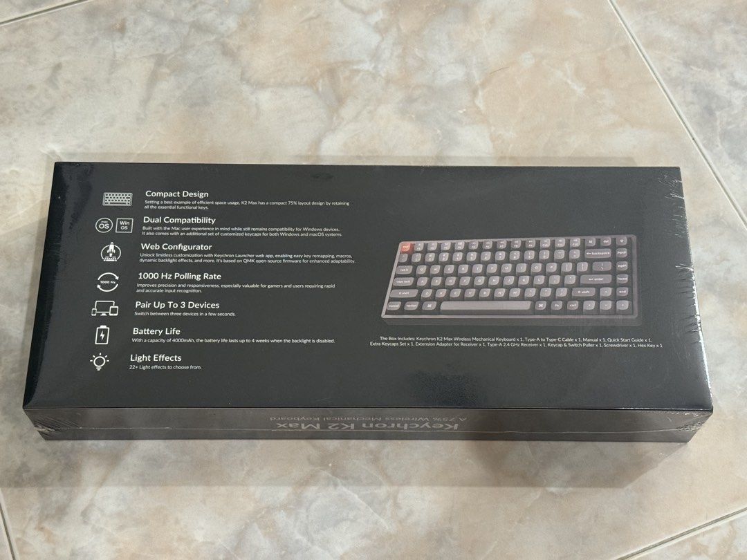 Keychron K2 Max 75% Wireless Mechanical Keyboard Red Linear508123549889341441