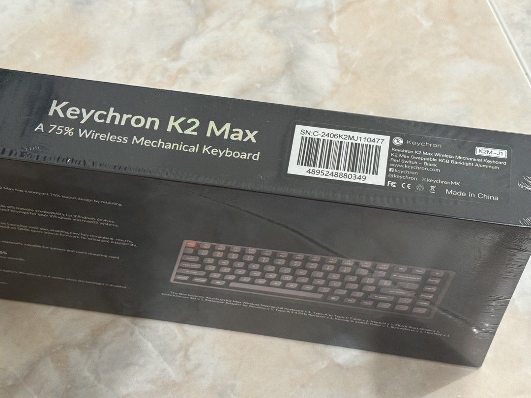 Keychron K2 Max 75% Wireless Mechanical Keyboard Red Linear508123549889341442