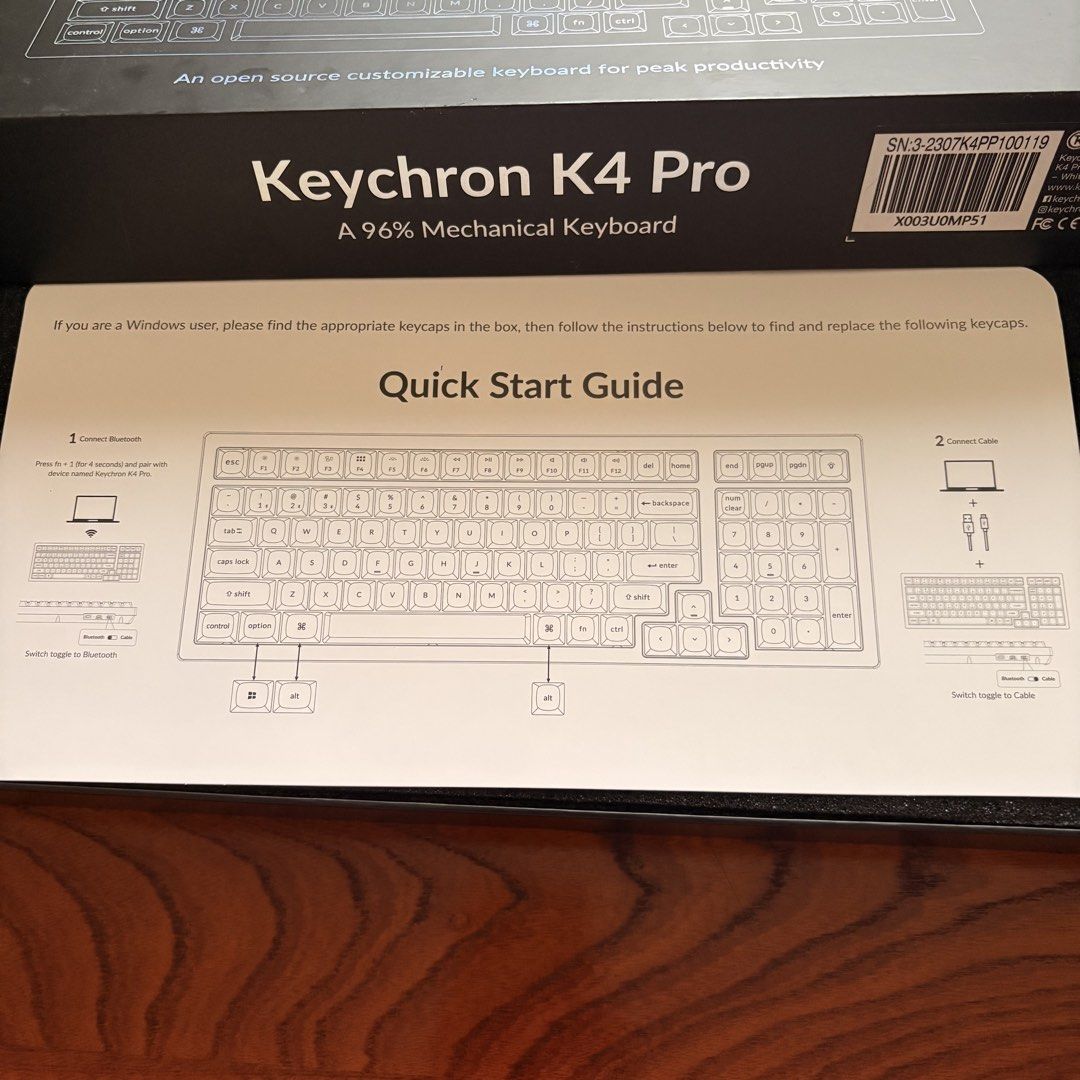 Keychron K4 Pro 96% Mechanical Keyboard (Category: Computer Keyboard) located in Manila. Submitted by punini (Listing ID 1449384984, Image 3). Description: - Keychron K4 Pro mechanical keyboard - 96% layout - original box, wire, and keycaps all included - a bit gray from age and use - RBG backlight - Red switches - Bought in 2023, Warranty Expired - OG PRICE: 5895php - MOP: Bank deposit - Lalamove within Manila - Meetup at AMMB or MoA Weekends ON