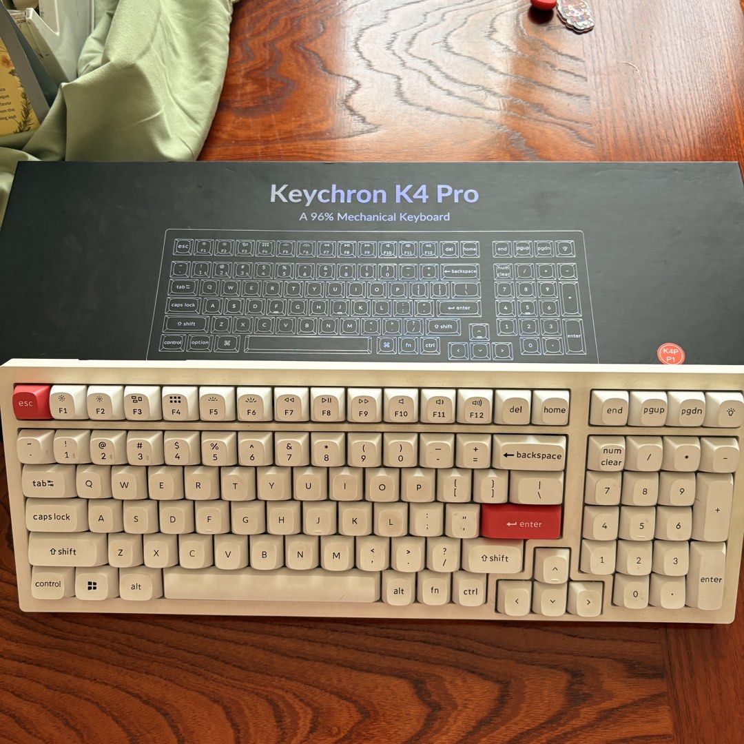 Keychron K4 Pro 96% Mechanical Keyboard (Category: Computer Keyboard) located in Manila. Submitted by punini (Listing ID 1449384984, Image 2). Description: - Keychron K4 Pro mechanical keyboard - 96% layout - original box, wire, and keycaps all included - a bit gray from age and use - RBG backlight - Red switches - Bought in 2023, Warranty Expired - OG PRICE: 5895php - MOP: Bank deposit - Lalamove within Manila - Meetup at AMMB or MoA Weekends ON