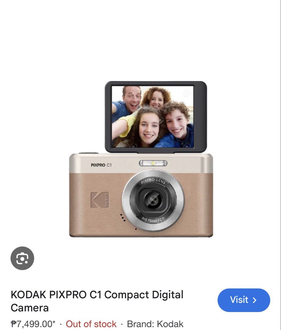 Kodak PIXPRO C1 Compact Digital Camera (Category: Cameras) located in Manila. Submitted by _declutterxiaomao (Listing ID 1449370412, Image 1). Description: - Kodak PIXPRO C1 compact digital camera - Flip-up screen perfect for selfies - Includes USB cable, charger, and manuals - Comes with a screen protector - With Micro SD card 32 gb and card reader included - Everything is in the original box & no issues aside from screen scratched a bit but sin