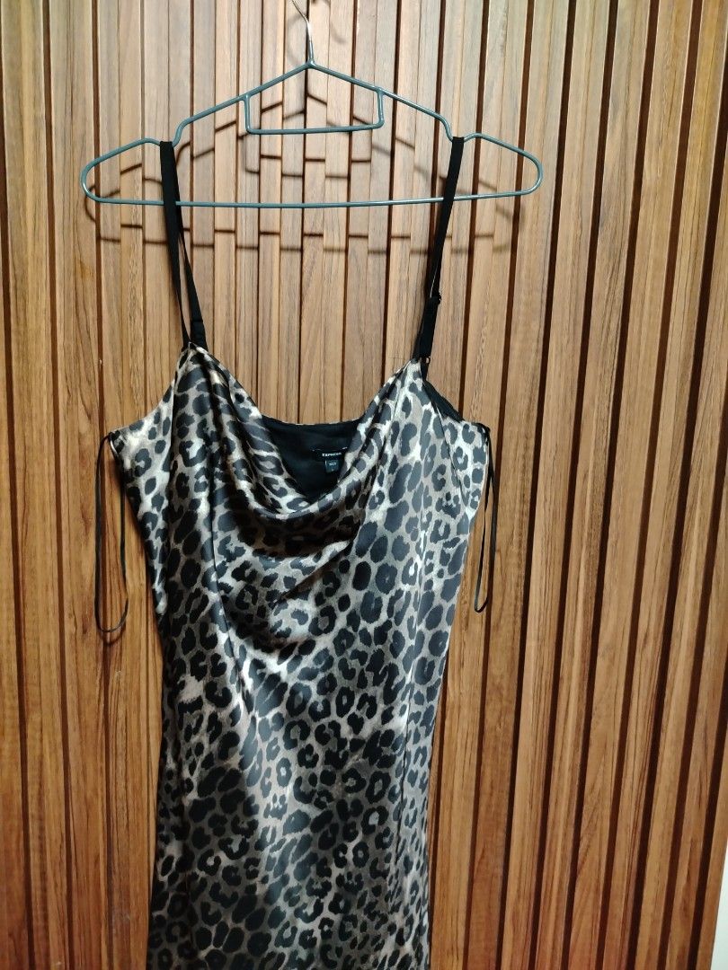 leopard cowl neckline satin dress (Category: Dresses) located in Cavite. Submitted by oncetop_declutter (Listing ID 1449526338, Image 2). Description: brand new without hangtag long dress (good fit to 5'5" and up).