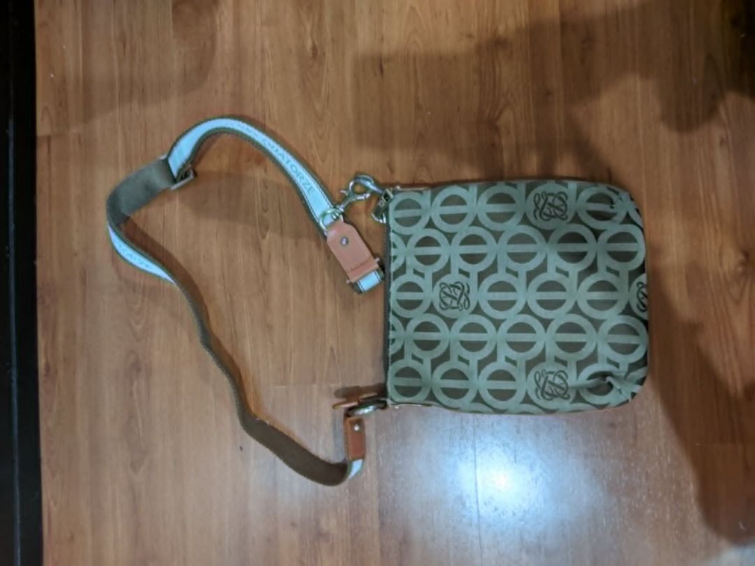 Louis Quatorze Monogram Crossbody Bag (Category: Cross-body Bags) located in Las Pinas. Submitted by mnmbook (Listing ID 1449512897, Image 1). Description: - Authentic Louis Quatorze crossbody bag - Classic brown and beige monogram pattern - Adjustable strap with brand text - Secure zipper closure - Interior patterned lining.