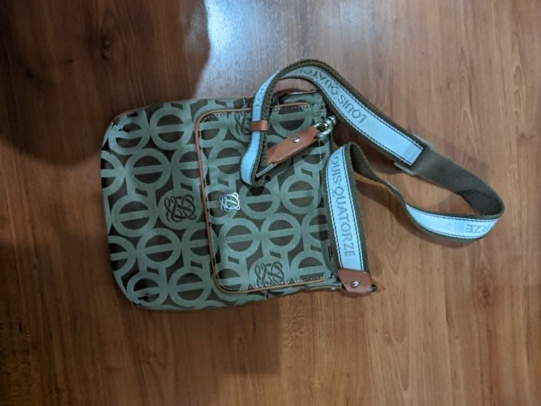 Louis Quatorze Monogram Crossbody Bag (Category: Cross-body Bags) located in Las Pinas. Submitted by mnmbook (Listing ID 1449512897, Image 3). Description: - Authentic Louis Quatorze crossbody bag - Classic brown and beige monogram pattern - Adjustable strap with brand text - Secure zipper closure - Interior patterned lining.