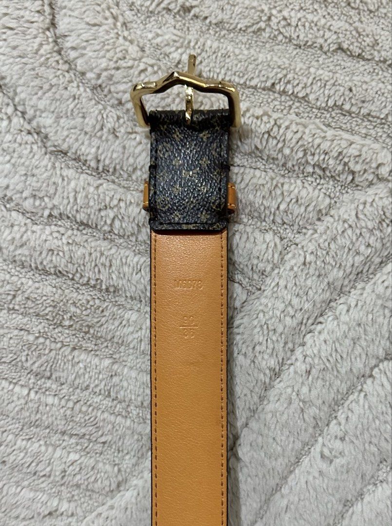 Louis Vuitton Monogram Belt Gold Buckle (Category: Luxury Accessories) located in Quezon City. Submitted by marengcondo (Listing ID 1449352497, Image 2). Description: MAJOR DECLUTTERING ONGOING! - Authentic Classic Louis Vuitton Monogram canvas belt - Tan leather interior - Gold-tone buckle - Size: 90/36 - Elevates any look Will try to take more photos soon, but if you’re really interested, let me know and we can do a video call. Am open to reaso
