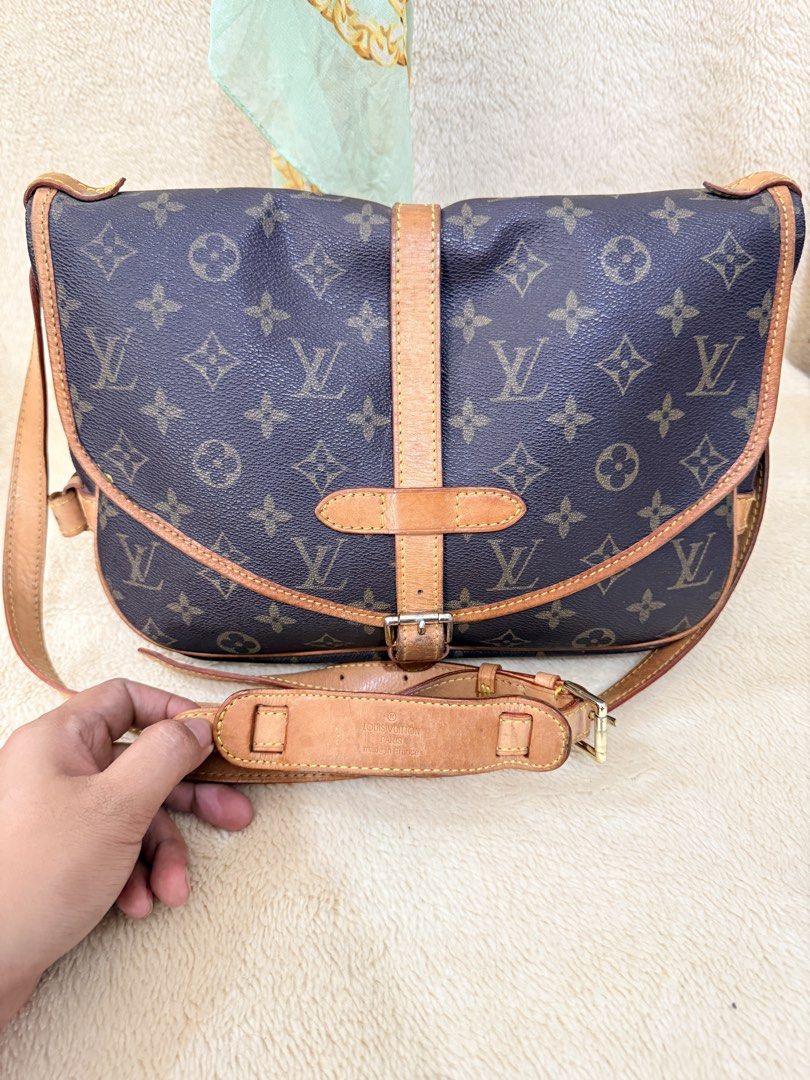 Louis Vuitton Saumur 30 monogram canvas (Category: Luxury Bags & Wallets) located in Manila. Submitted by epicmountain-430b (Listing ID 1449406550, Image 1). Description: Louis Vuitton Saumur 30 monogram canvas shoulder bag featuring vachetta leather trim and strap patina..
