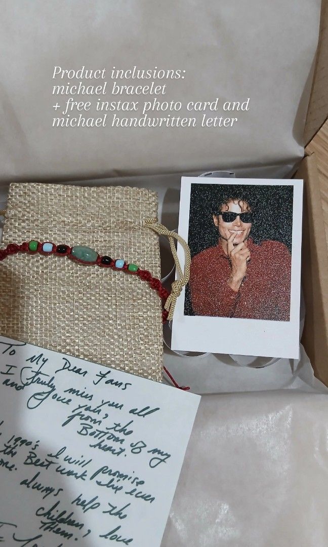 Michael Jackson Red String Bracelet (Category: Bracelets) located in Guagua. Submitted by applehead.mnl (Listing ID 1448296721, Image 2). Description: This is not the real bracelet he actually wore, this is just a replica 95% accurate design and detail Michael wore the bracelet from year (2000's - 2009) -During his 30th Anniversary (2001) -During his interview with Bashir (2003) -During his trial from (2005) Paris Jackson said Michael bought that