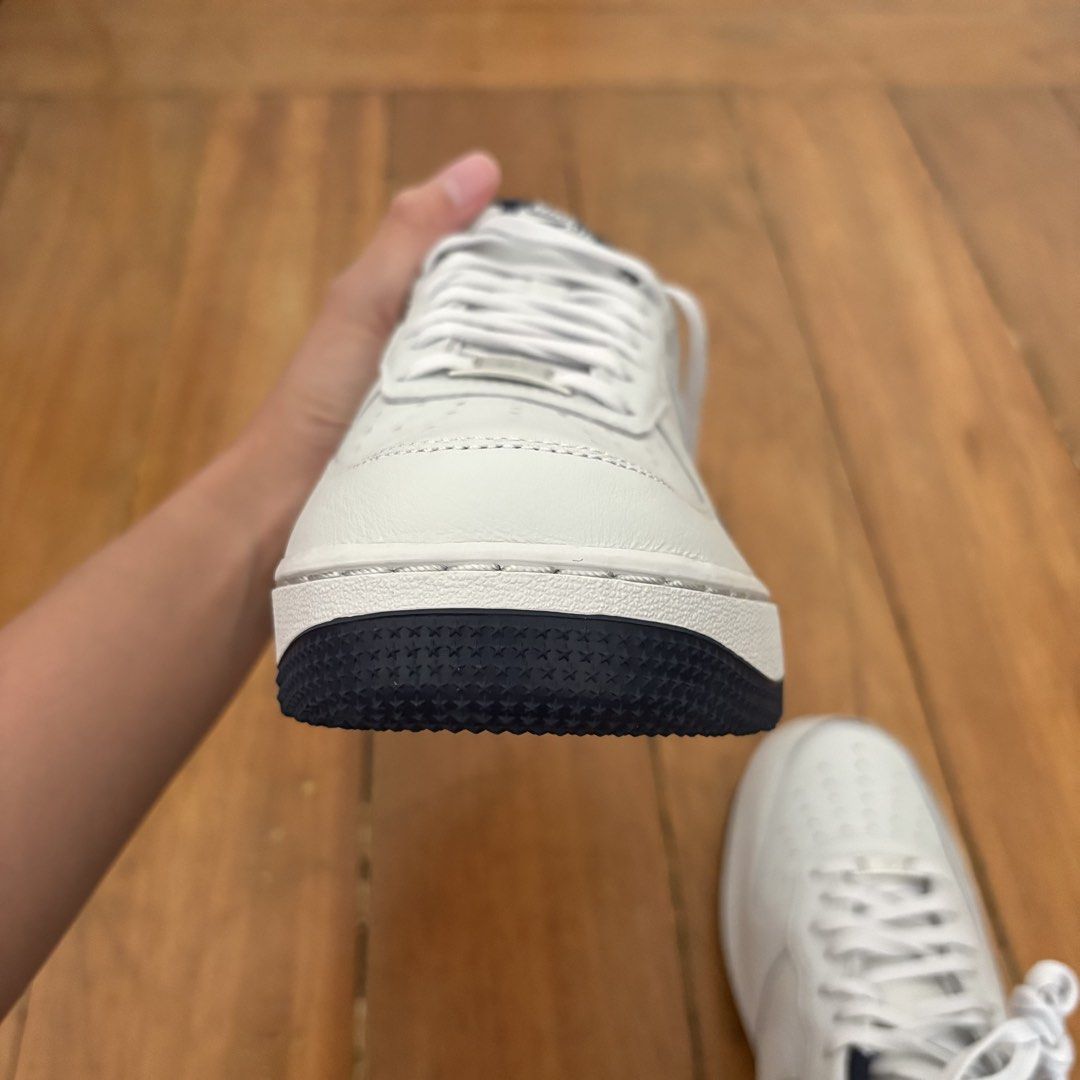 BRAND NEW NIKE Air Force 1 '07 LV8 Photon Dust (White and Navy Blue) (Category: Sneakers) located in Quezon City. Submitted by _crackle_ (Listing ID 1449377242, Image 3). Description: - Authentic, brand new, never been used before - Comes with original box, wrapping paper, and shoe inserts - Size: UK10/EUR45 - Rfs: impulsive purchase 😅.