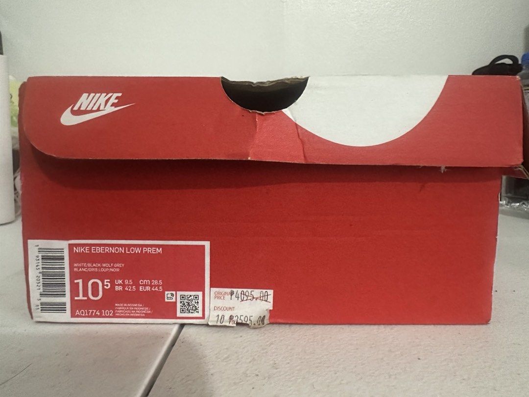 Nike Ebernon Low Prem White Black Grey Sneakers (Category: Sneakers) located in Mandaluyong City. Submitted by dwborromeo (Listing ID 1449485310, Image 3). Description: - Nike Ebernon Low Prem sneakers - Colorway: White, Black, and Grey - Size: US 10.5 - Includes original box - Ideal for casual wear.