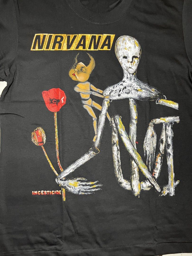 Nirvana Incesticide Album Band Tee (Category: Tshirts & Polo Shirts ) located in Quezon City. Submitted by rnb-collection (Listing ID 1449473189, Image 2). Description: Forsale‼️ Nirvana Incesticide Album Tee Size Medium 27x19-20 Brand New‼️ High Quality Shirt Silk Screen Print Made in Thailand 🇹🇭 580+sf MOD - JnT & Lalamove MOP - Gcash 📌No long reservations, Payment First Open for Video Call Message me if ur interested📥 📍Quezon City.