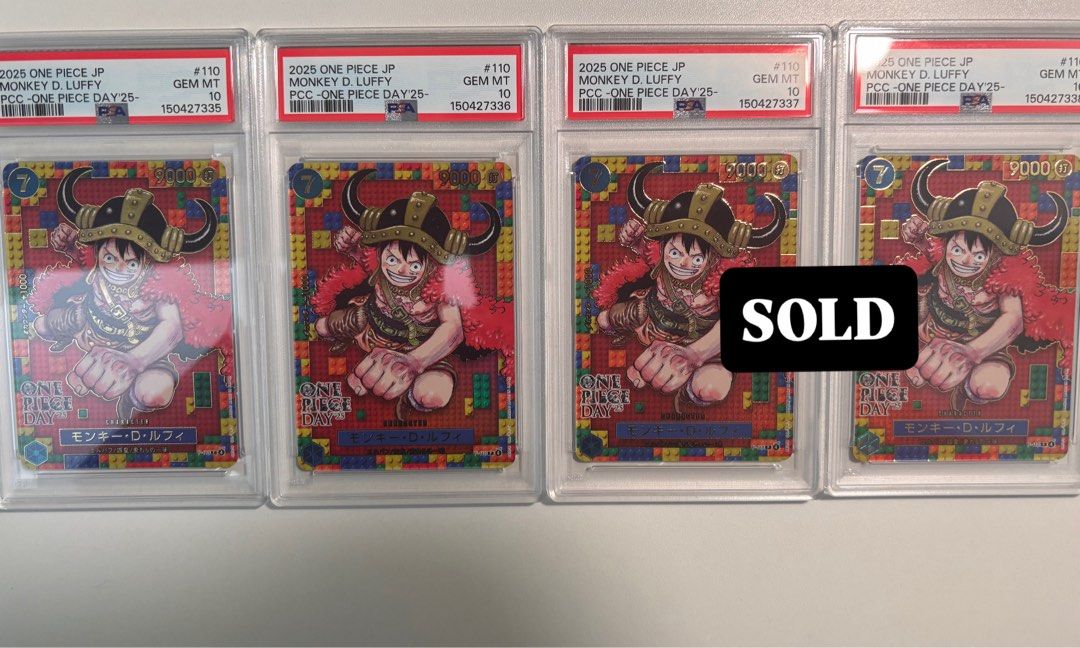 OPCG - Monkey D. Luffy OP Day 25 PSA10 （分類：鑑定單卡）位於 Hong Kong。 由 nominomi_op_collectibles 提交（商品編號 1449272361，圖片 2）。簡介： OPCG (One Piece Card Game)- Monkey D. Luffy OP Day 25 PSA10 2 left in stock, sequential!! PM for price!!。