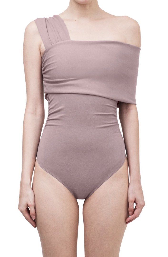 PATTON beige ruched asymmetric bodysuit (Category: Others Tops) located in Manila. Submitted by aym_905 (Listing ID 1449479071, Image 1). Description: .