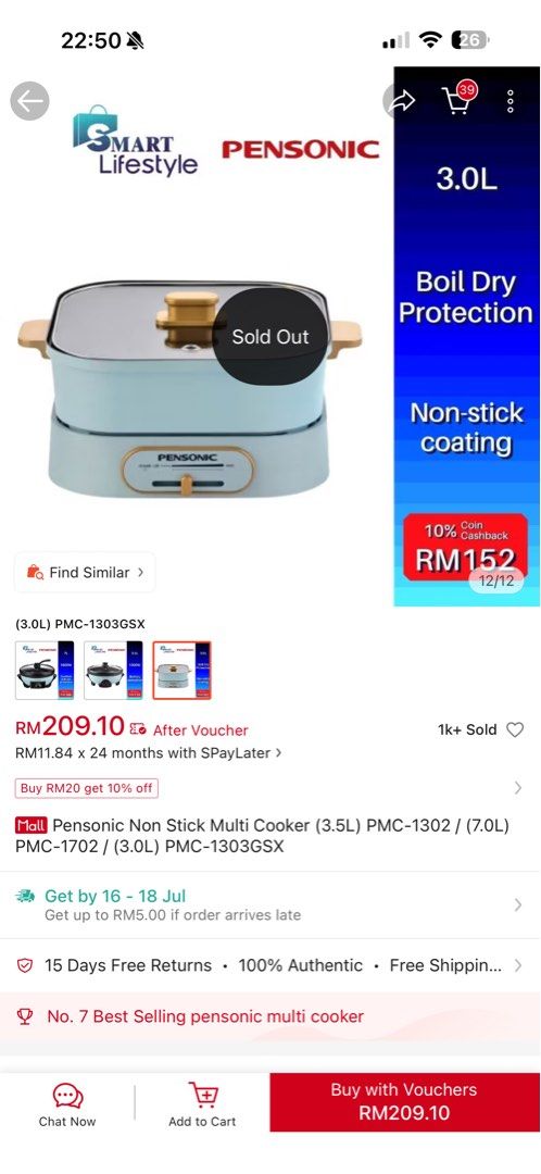 Pensonic Multi Cooker 3L (Category: Cookers) located in Kuala Lumpur. Submitted by _weiiquann_ (Listing ID 1449489673, Image 3). Description: Pensonic Multicooker 3L Power: 1000w Voltage: 220 - 240V Capacity: 3L ❎Original price: RM201 ✅Now selling at: RM80 Condition: ✅Well used, can boil water within 8 mins ✅Got some stain below, can’t manage to remove it, but already clean the whole multicooker properly with 90% ethanol. 🥳Can slightly nego ✅Mee
