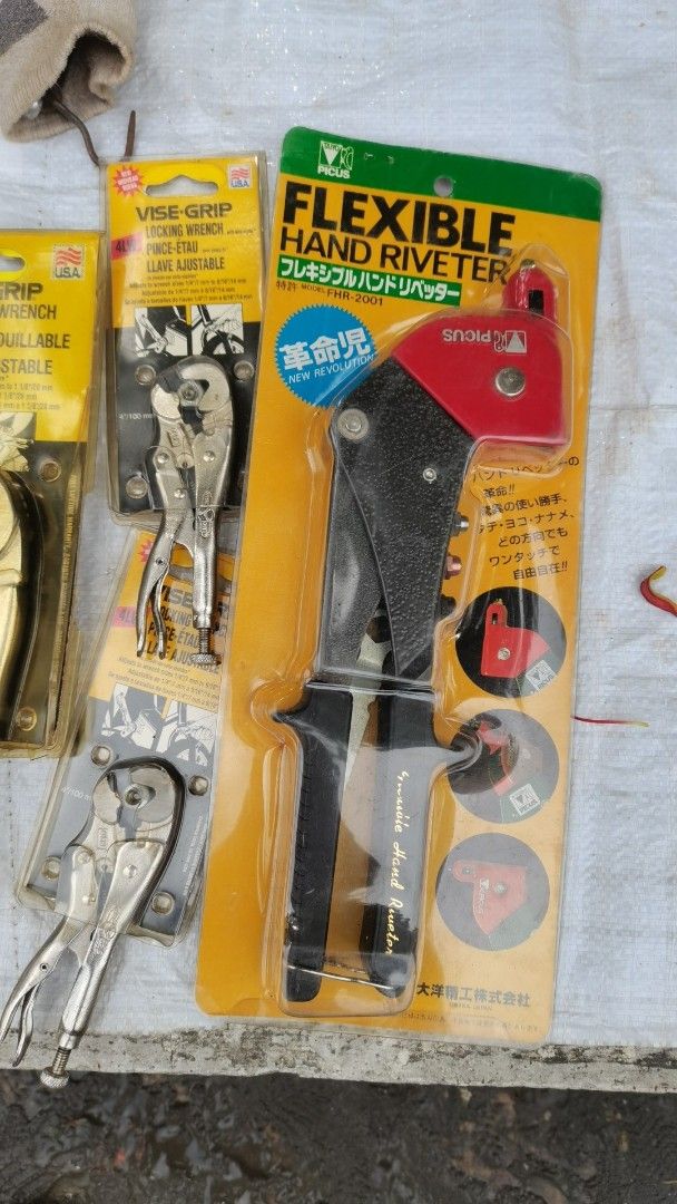 Picus Flexible Riveter (Category: Construction Tools & Equipment) located in Pasay City. Submitted by redivhan (Listing ID 1449342280, Image 1). Description: - Flexible hand riveter tool in original packaging. - Includes Vise-Grip locking pliers. - Essential tools for various riveting and gripping tasks. - Great addition to any toolbox for your projects. Meetup Mall of Asia J&T Express / Lalamove Gcash Payment 09279839144 .