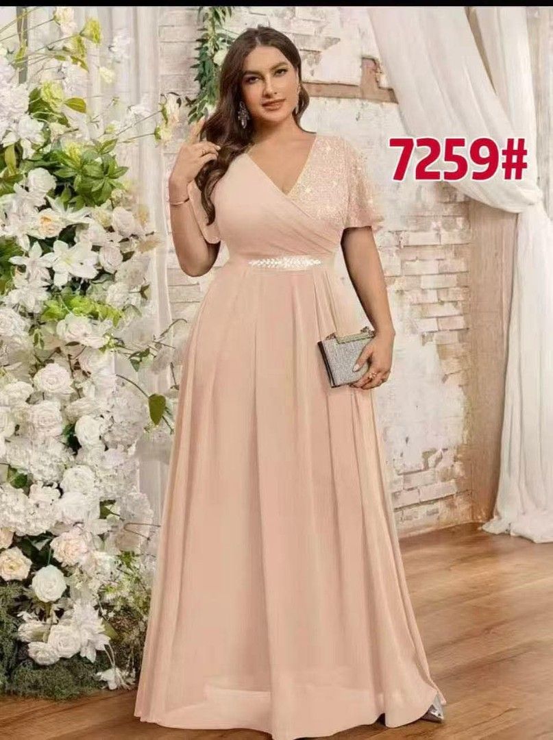 Plus Size Formal Evening Gown - Various Colors Available (Category: Evening dresses & gowns) located in Manila. Submitted by nikita02_kara (Listing ID 1449423681, Image 3). Description: - Beautiful floor-length dresses perfect for weddings, parties, and special occasions. - Available in a stunning range of colors: mauve, royal blue, burgundy, dusty blue, teal, blush pink, and dusty rose. - Select styles feature elegant sequin details on the sleev