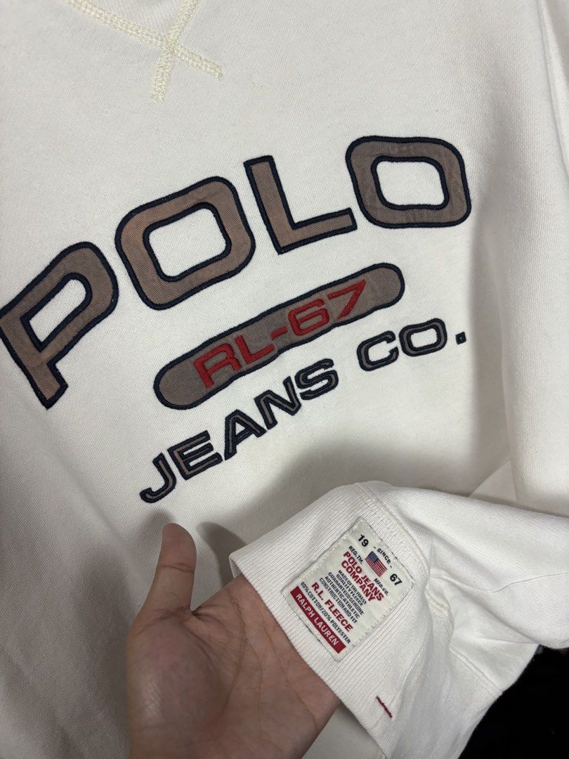 Polo Jeans Co. RL-67 White Sweatshirt (Category: Coats, Jackets and Outerwear) located in Baguio. Submitted by 8luck (Listing ID 1449433366, Image 3). Description: EXCELLENT CONDITION 23 ‘ 27.