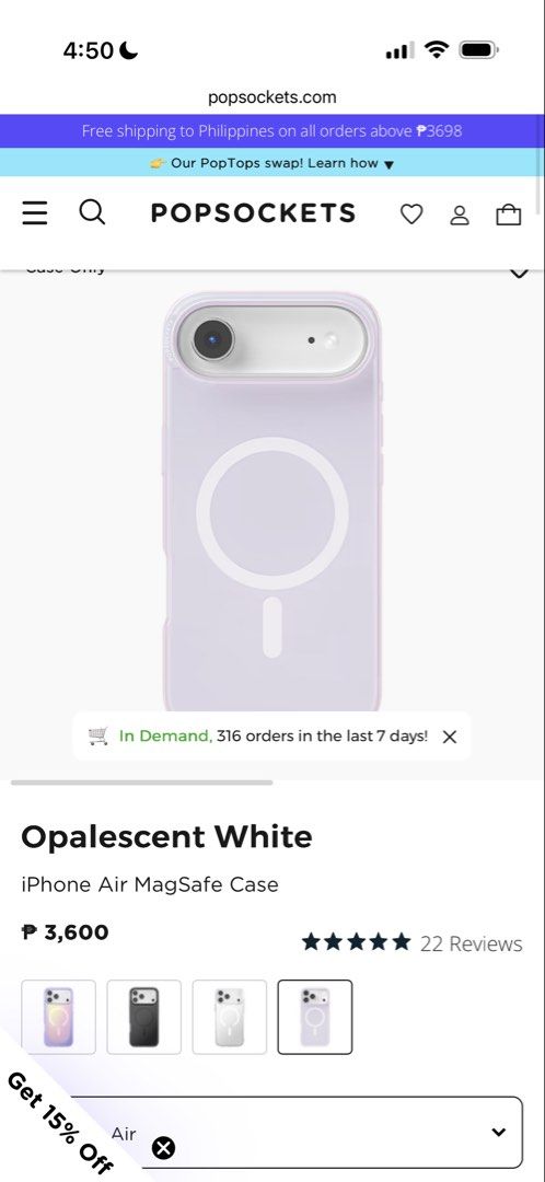 POPSOCKETS PopCase Magsafe (Category: Cases & Sleeves) located in Manila. Submitted by prettylittlefinds_ (Listing ID 1449524848, Image 1). Description: SRP is P3,600. Selling it for P3,000. Brand new with box. .