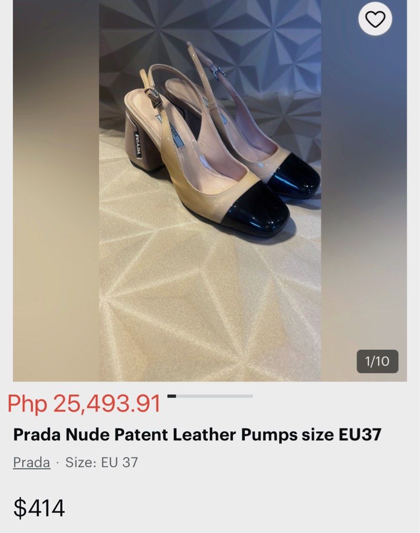 PrePrada Slingback Patent Leather Nude Heels 39 (Category: Heels) located in Pagadian. Submitted by rosecadosales (Listing ID 1449496051, Image 2). Description: Normal sign of use.