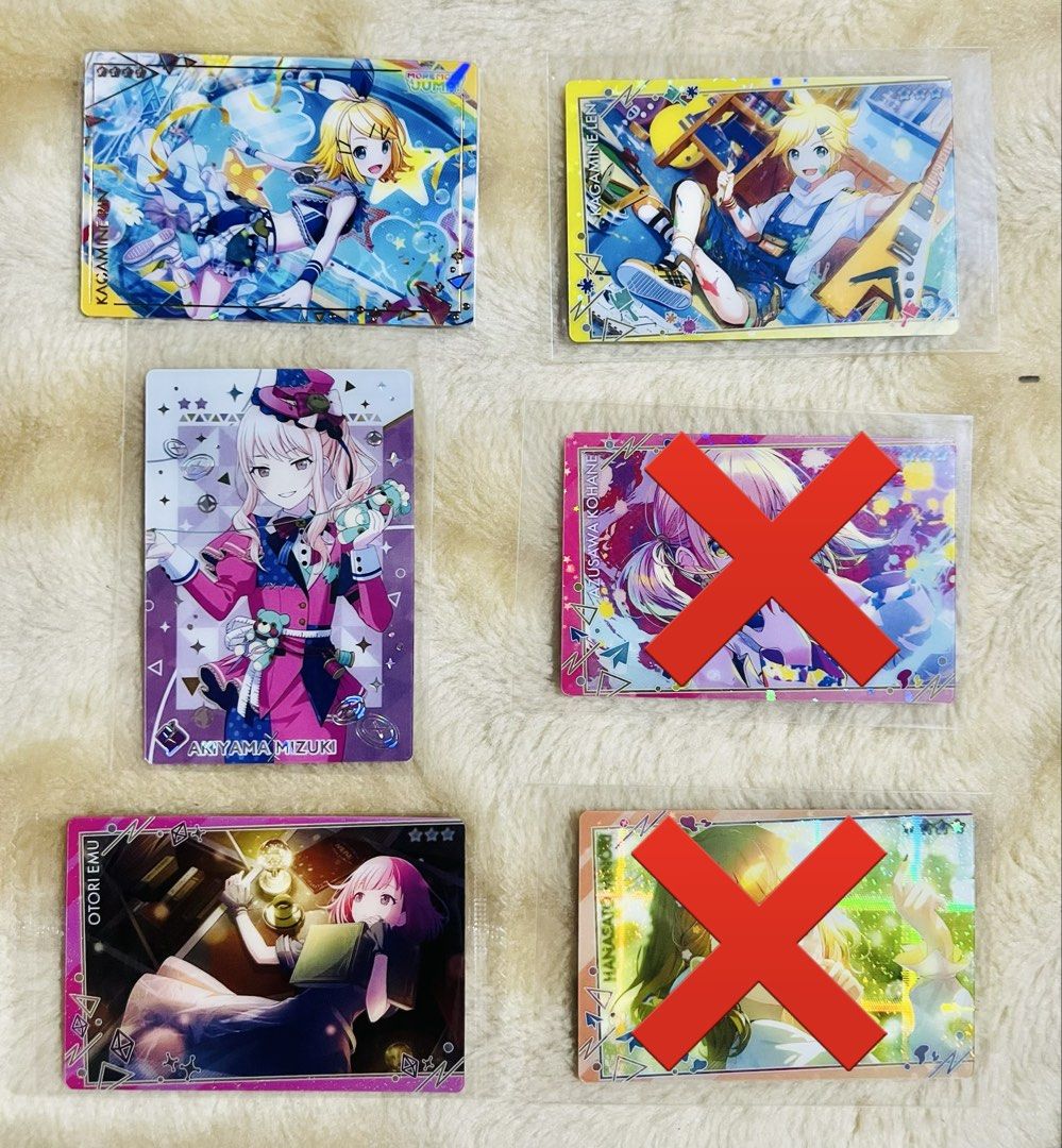 Project Sekai Assorted Wafer Cards (per card/take all) (Category: Raw Singles) located in Taguig. Submitted by lae.onlineshop (Listing ID 1449376431, Image 1). Description: Project Sekai Assorted Wafer Cards *THE COLOR MAY SLIGHTLY DIFFER FROM ACTUAL DUE TO LIGHTING AND/OR SCREEN RESOLUTION. Issue: zero to minimal hairlines/flaw on surface, since most items are LOOSE(No original packaging), AS IS OPEN FOR TAKE ALL‼️ PRICE RANGE: 90.00 - 150.00 Me