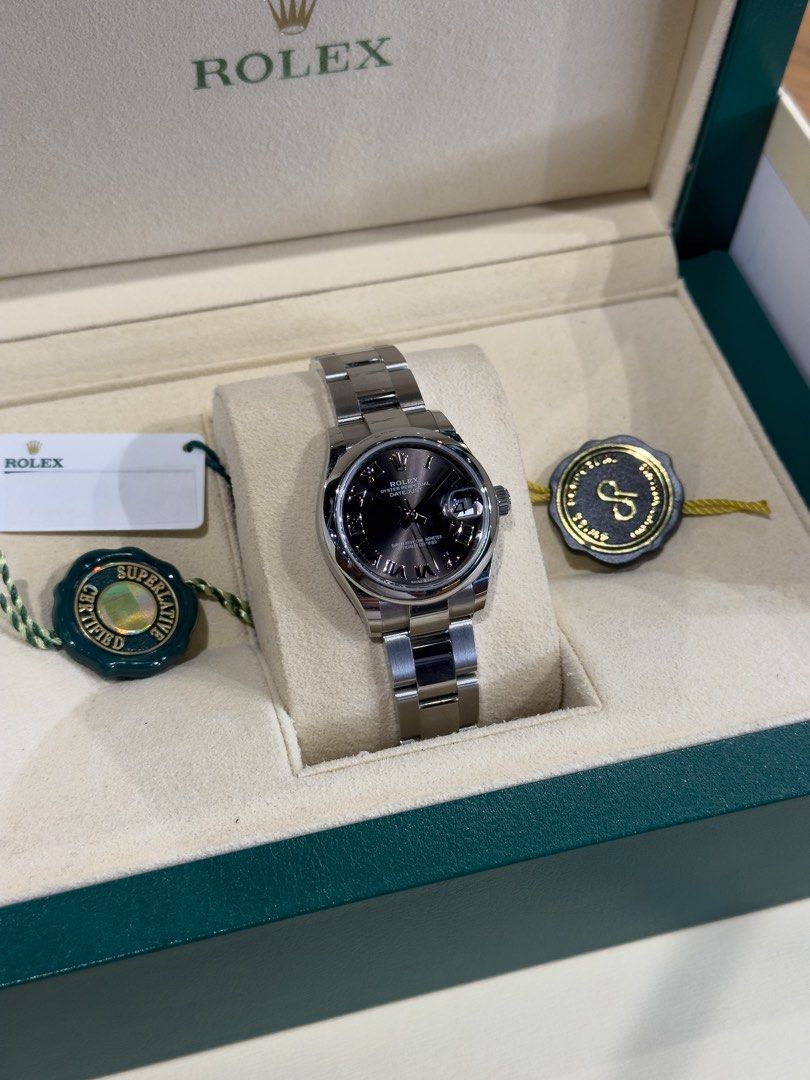 Rolex Datejust 31 Gray Roman Dial (Category: Luxury Watches) located in Cebu City. Submitted by pcantillas (Listing ID 1449379847, Image 1). Description: Rolex Datejust 31 Gray Roman 278240 31mm 2022 Complete Set Condition: 9/10 Price: P458,000 Negotiable 🤝 7 Day Moneyback Guarantee 🧑‍🔧 1 Year SP Service Warranty 💱 Trades Offers and Pre-orders Accepted 💳 Credit Card Options Available 🪙 Layaway Options Available 📦 Nationwide Shipping Availa