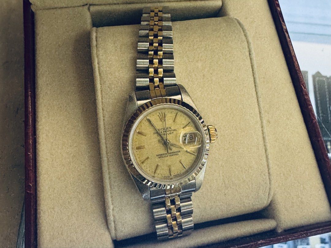 Rolex Oyster Perpetual Datejust Two-Tone Watch (Category: Luxury Watches) located in Manila. Submitted by personalprelovedmnl (Listing ID 1449379736, Image 1). Description: - Rolex Oyster Perpetual Datejust - Two-tone stainless steel and gold construction - Iconic fluted bezel - Convenient date window at 3 o'clock - Classic Jubilee bracelet - Watch and presentation box only .