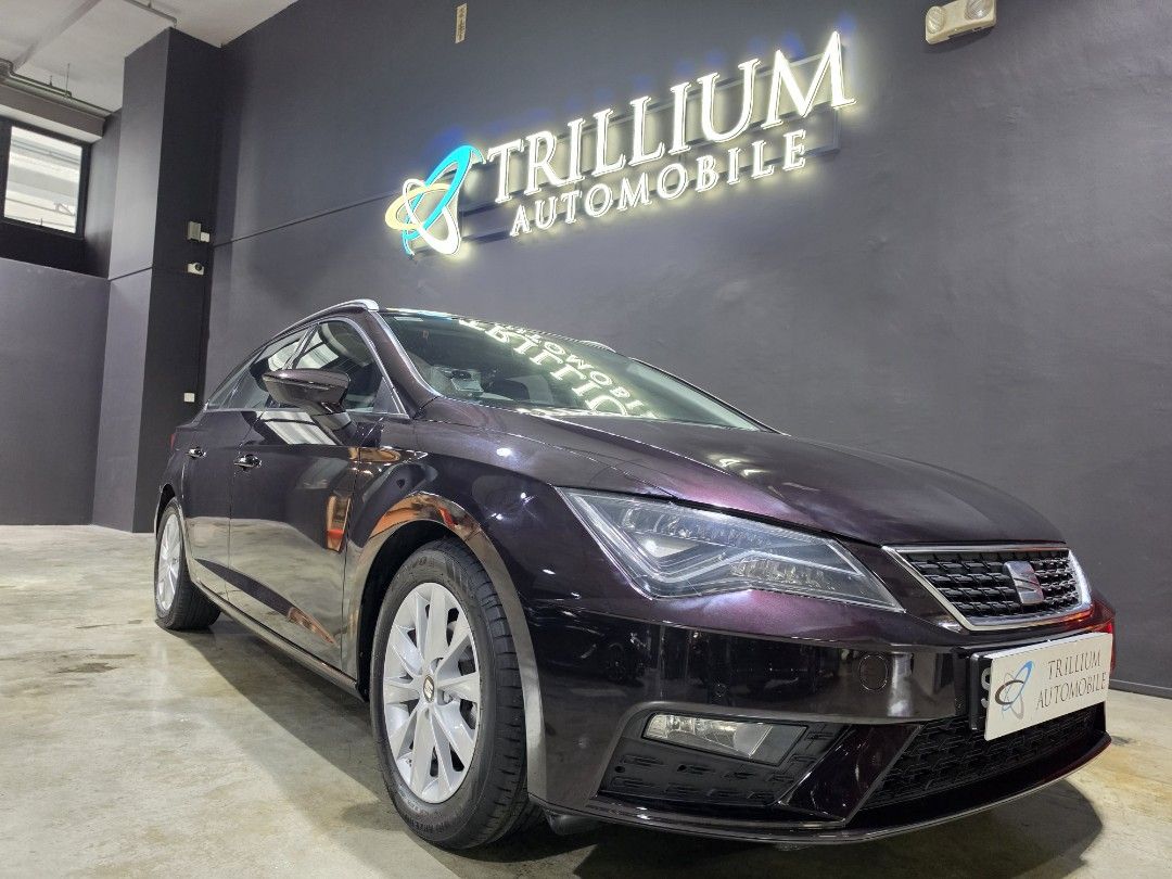 SEAT Leon Sport Tourer 1.0 TSI DSG Style (A) (Category: Used Cars) located in Singapore. Submitted by trillium.auto (Listing ID 1449411252, Image 2). Description: 🚘 Vehicle Features Featuring a 999cc, 3 cylinder, 12 valve TSI turbocharged engine, producing 116 Bhp and 200nm of torque, 7 speed dual-clutch gearbox. 🚘 Accessories 7-inch touchscreen, Apple CarPlay, Android Auto, Bluetooth, leather seats, 5-seater with spacious boot, LED automatic h