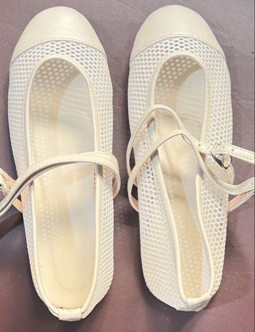 SHOES sold as BUNDLE (Category: Flats & Sandals) located in Bulacan. Submitted by rds.declutter (Listing ID 1449440137, Image 3). Description: - Three pairs of women's shoes, all size 8US (25cm). - Black Cole Haan leather flats with comfortable gel insoles. LIGHTLY USED - White mesh ballet flats featuring stylish ankle straps. BRANDNEW - Nude slides with chic clear block heels. LIKE NEW - Versatile collection suitable for various occasions..