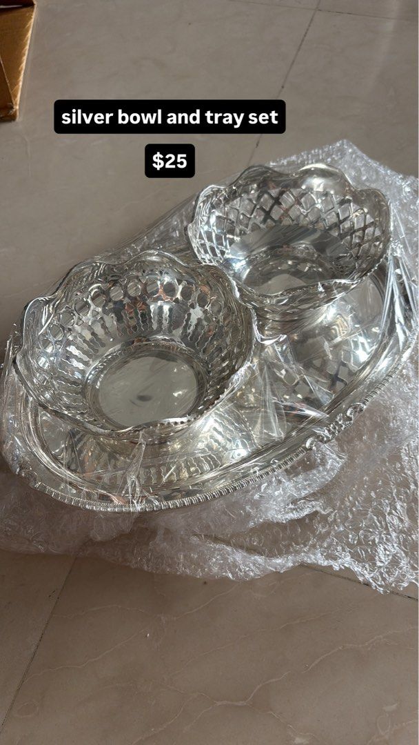 Silver Bowl and Tray Set