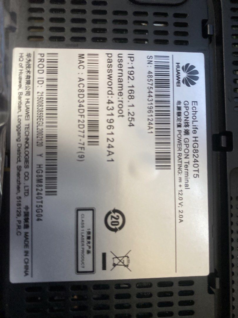 Singtel Huawei EchoLife HG8240T5 Optical Network Router