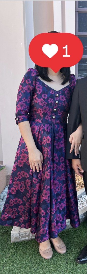 Soon Manila (Category: Dresses) located in Quezon City. Submitted by charminspired (Listing ID 1449328820, Image 1). Description: - Beautiful purple floral midi dress - Square neckline with button details down the front - Puff sleeves with button cuffs - Cinched waist with a tie - Perfect for events or a fancy outing - Comfortable and stylish.