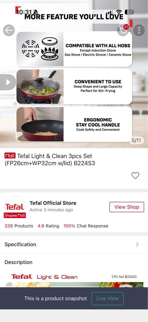 Tefal Light & Clean Frying Pan Set508504444021002244