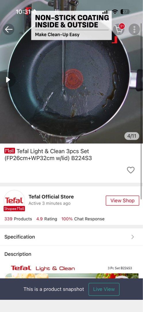 Tefal Light & Clean Frying Pan Set508504444021002243