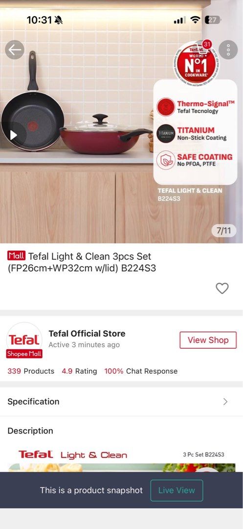 Tefal Light & Clean Frying Pan Set508504444021002246