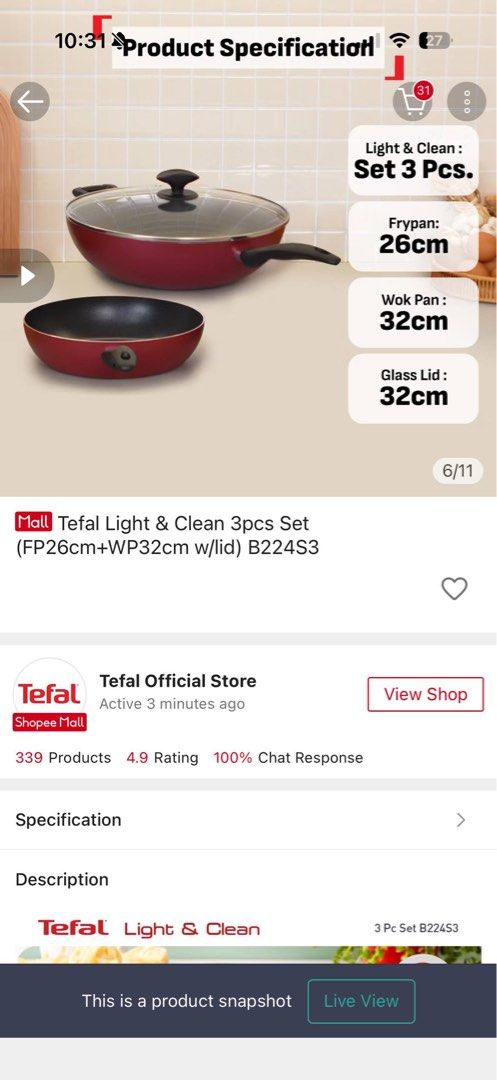 Tefal Light & Clean Frying Pan Set508504444021002245