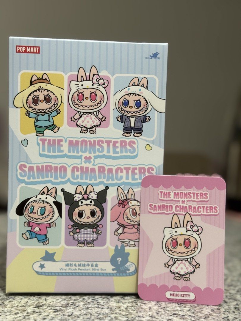 The Monsters × Sanrio Character- Hello Kitty (Category: Character Goods) located in Antipolo. Submitted by jennies_closet (Listing ID 1449345114, Image 1). Description: Want to Sell / Not for Trade: The Monsters × Sanrio Character Available: Hello Kitty 1,400 pesos Condition: Authentic Popmart plush pendant,Brand new, draw string bag, open box below with card. Location: Antipolo City Mode of Payment: GCASH or BPI Mode of Delivery: Lalamove, booki