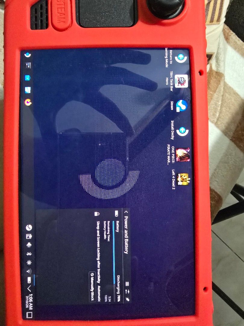 Valve Steam Deck 512GB NVMe SSD Red Case (Category: Others) located in Taguig. Submitted by michaelangelo.ramos04 (Listing ID 1449361984, Image 2). Description: - 512GB OLED Steam Deck - W/ red silicone protective case - Includes a black carrying case - W/ charger -100% Excellent battery health fixed price preffered meet ups BGC, Megamall reason: no time to play busy sa work and madalas sa pc na naglalaro pm me for details 09982942981.