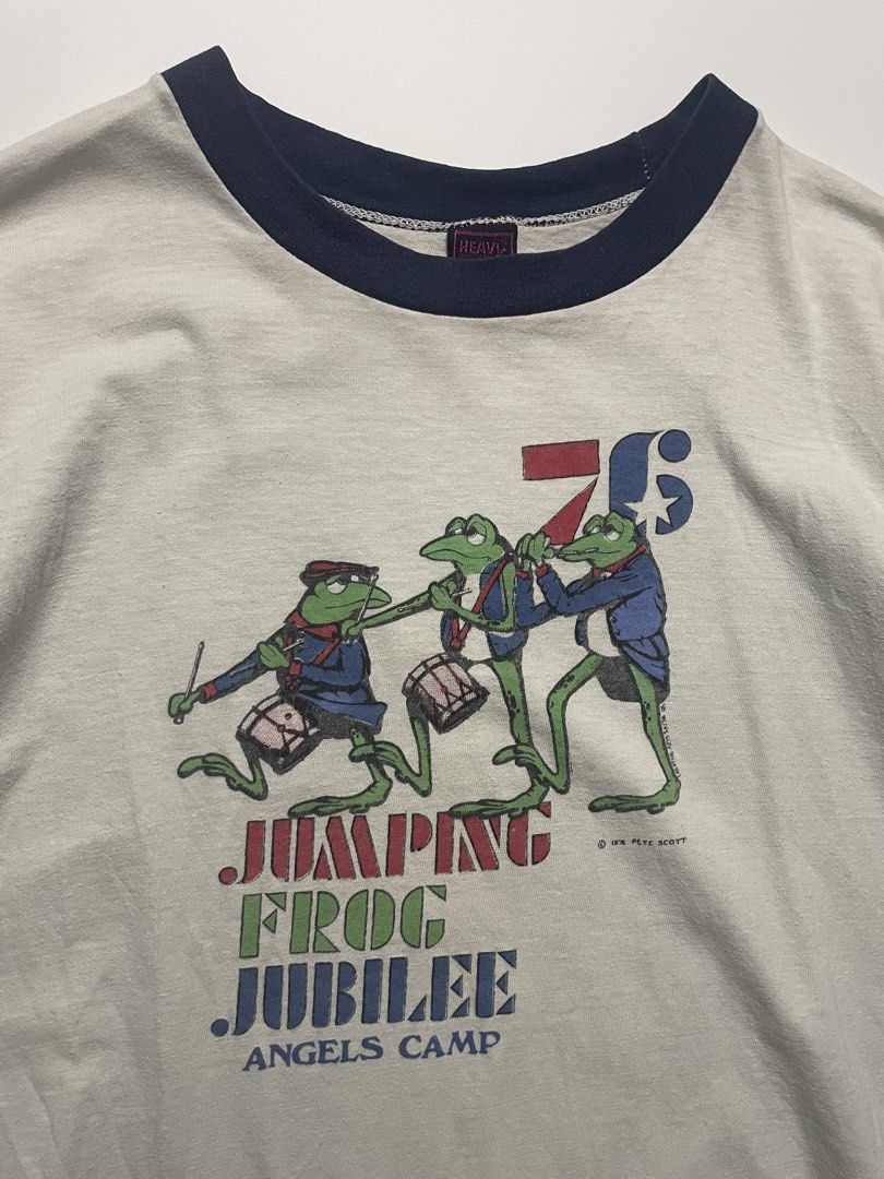 Vintage 70s Ringer Art Shirt (Category: Tshirts & Polo Shirts ) located in Binan City. Submitted by thriftwavesph (Listing ID 1449479672, Image 2). Description: large (26.5x21) signs of wear, stains, holes around.