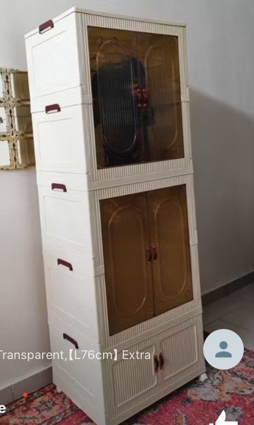 Wardrobe cabinet (Category: Shelves, Cabinets & Racks) located in Rawang. Submitted by daisyrose69 (Listing ID 1449521155, Image 1). Description: Length 73cm width 50cm Two tiers for hanging 1 tier for folded shirts.