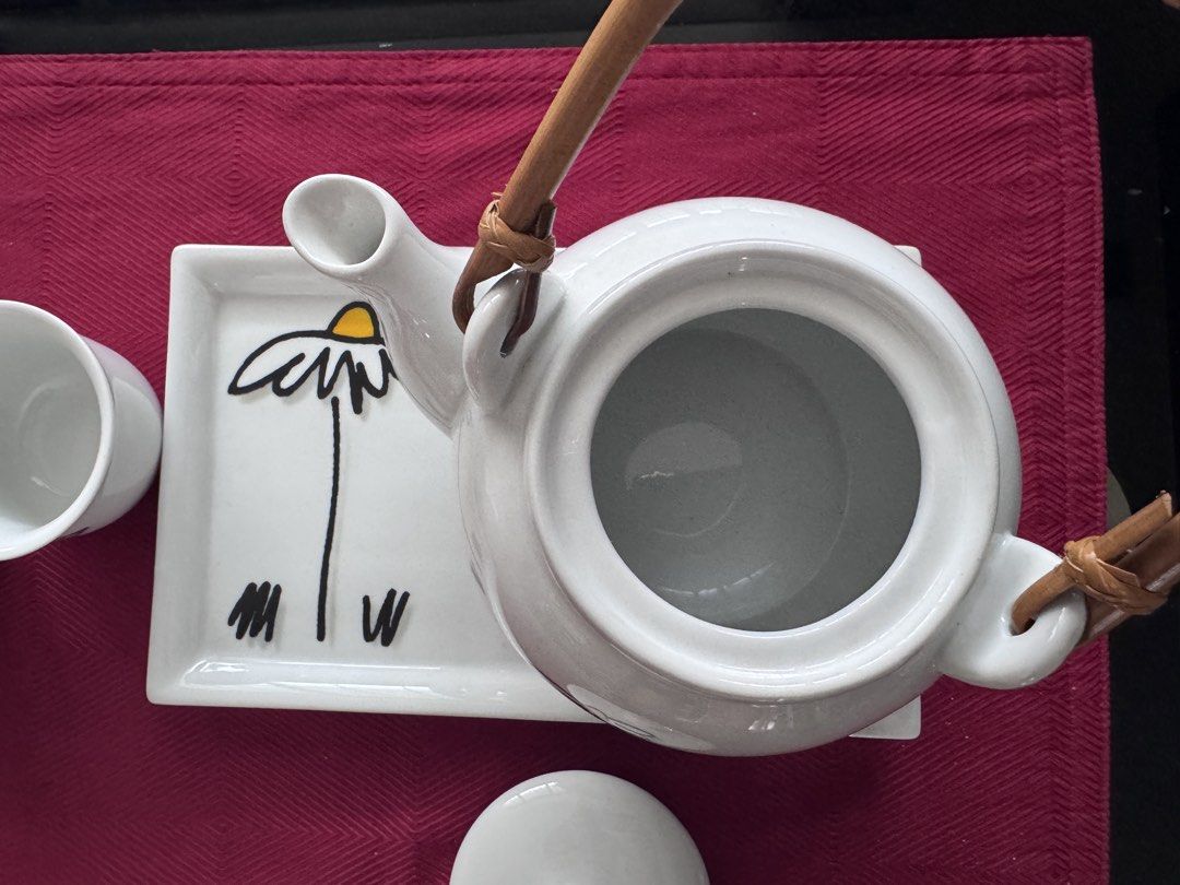 White Ceramic Daisy Tea Set with Tray508384223418787842