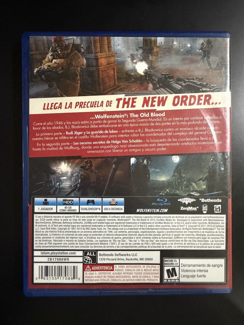Wolfenstein The Old Blood PS4 (Category: PlayStation) located in Marikina City. Submitted by chingtidus (Listing ID 1449422891, Image 2). Description: SELLING Wolfenstein The Old Blood R1 = 500 pesos mint condition , never used (RFS: meron nako nung double pack) Marikina , Lower Antipolo , Ligaya Pasig area #wolfenstein #wolfensteinoldblood #bethesda.