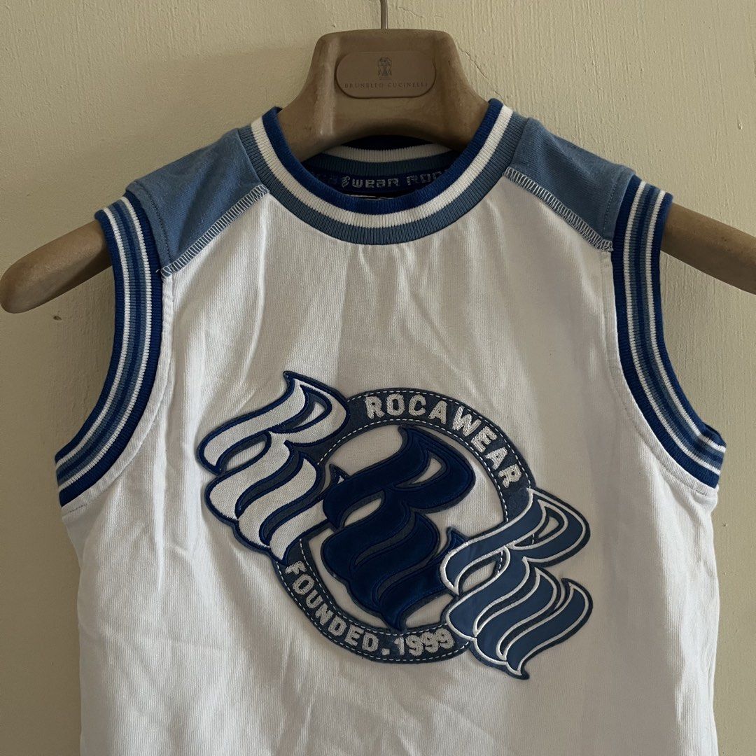 Y2k Rocawear Embroidered Tank Top (Category: Sleeveless) located in Quezon. Submitted by _babypluto (Listing ID 1449464603, Image 2). Description: Size on tag: M Flaw: none Dimensions: L: 20.5 W: 16.