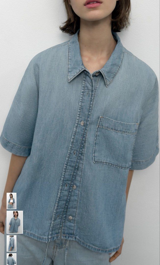 Zara denim top (Category: Blouses) located in Manila. Submitted by preluvde (Listing ID 1449513620, Image 2). Description: Xl - wore it oversized .