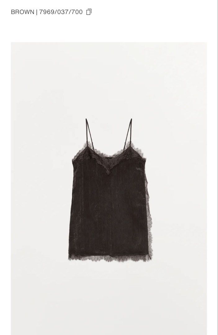 Zara lace trimmed camisole top (Category: Blouses) located in Malabon City. Submitted by splendidcloset (Listing ID 1449335270, Image 1). Description: Still in store .