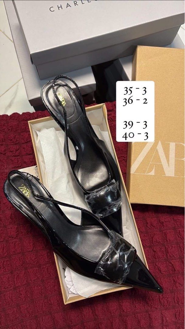 Zara Slingback Heels - Patent Leather Pointed Toe (Category: Heels) located in Las Pinas. Submitted by ladyattire (Listing ID 1449479183, Image 3). Description: - Zara slingback heels - Patent leather finish - Chic pointed toe - Adorable buckle detail on the front - Secure and comfortable elasticated slingback strap - Available in classic nude and black - Please check available sizes .